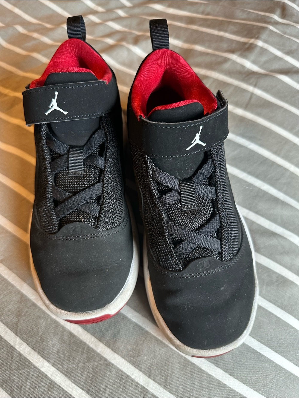 Jordan Kids' Black and Red Mid-Top Sneakers with Strap